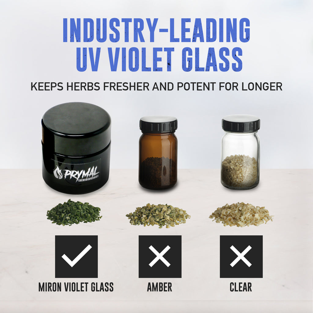 Made with patented Miron Violet Glass, our stash jars provide the best UV herbal protection.